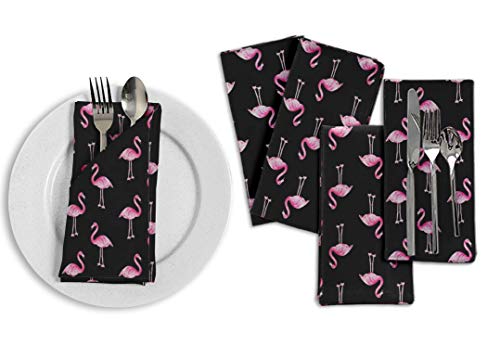 S4Sassy Black Flamingo Bird Holiday Parties Cloth Table Linen Re-Usable Dinner Napkins Set 20 X 20(Pack Of 6) #TOP1