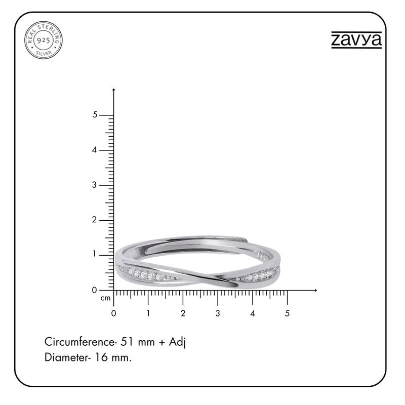 ZAVYA 925 Sterling Silver Designer Cubic Zirconia CZ Rhodium Plated Adjustable Ring | Gift for Women & Girls | With Certificate of Authenticity & 925 Hallmark - Image 6