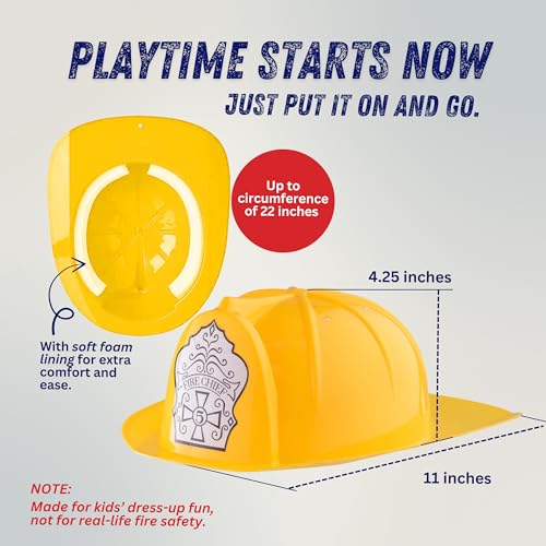 Dress-Up-America Firefighter Helmet - Fireman's Hat for Kids - Firefighter Costume Accessory - One Size Fits Most2