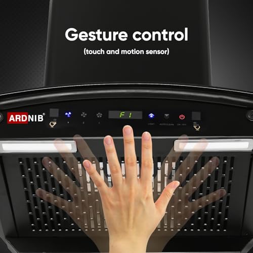 Image of 1200 m /hr Wall Mounted Auto Clean Kitchen Chimney (Ardnib Arcturus BK 60, Filterless Technology, Touch Control + Motion Sensor, 7 Years Motor Warranty)
