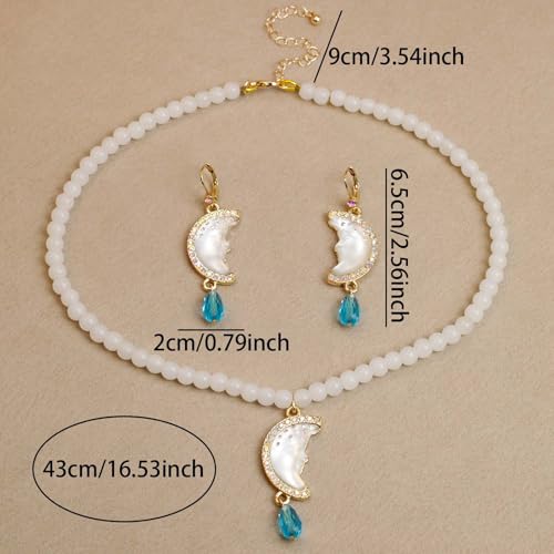 Collar y pendientes de perlas blancas para un estilo retro elegante 3