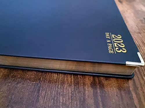 EJRange 2023 Diary Day to Page A4 - Half an Hour Time Slots for Appointments, Daily Planner Journal A4 Notebook, PU Leather Cover Ribbon - Black and Gold