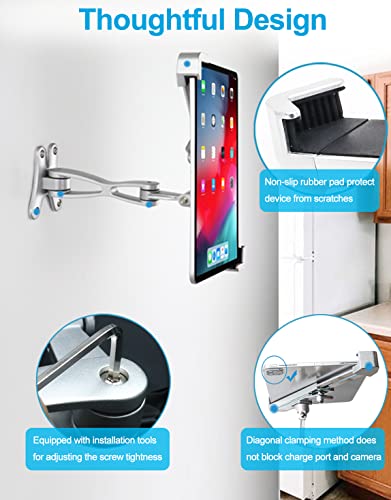 Woleyi Suporte de parede para tablet antifurto, suporte articulado de parede pesado com trava de seg