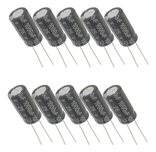 SMART COMPONENTES ELETRÔNICOS - Kit de 10 Capacitores Eletrolíticos 1000uF 25V 105°C Redondos Genéri