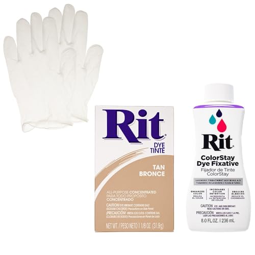 Rit Dye Powder with ColorStay Fixative Bundle – All in One Kit with Gloves to Reduce Color Bleed