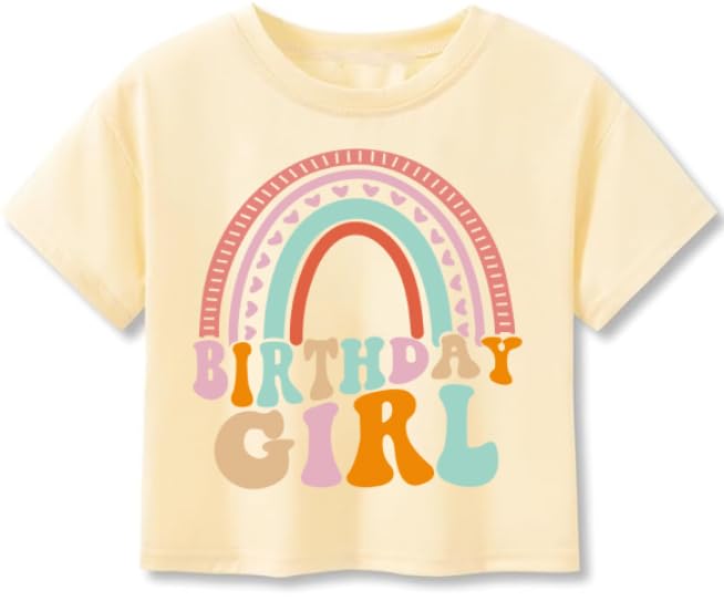 Image of Little Girls Crop Tops Cool Summer T-Shirt Crewneck Short Sleeve Fashion Tee Size 6-14