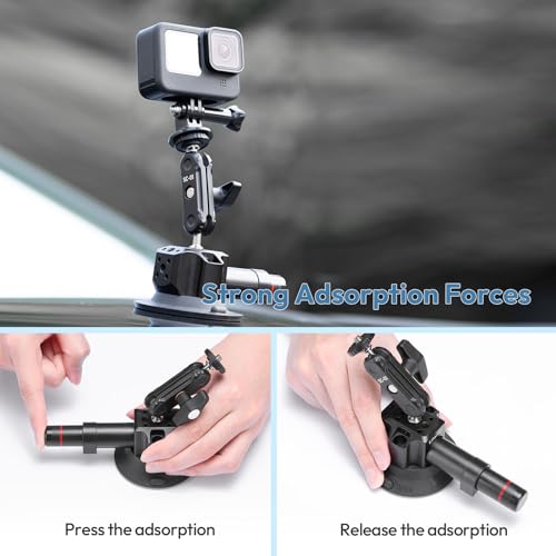 Image of Suction Cup Mount for Gopro iPhone - ULANZI SC-01 3in Pump-actived Vacuum Suction Mount Magic Arm Phone Holder Action Cam Adapter Car Boats Windshield Window Mount for Gopro Hero insta360 DJI Action
