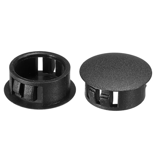 Image of PATIKIL 20mm (13 /16 inch) Plastic Hole Plugs, 30Pcs Flush Type Round Hole Plugs Cover Snap in Locking Hole Tube for Table Kitchen Cabinet Furniture, Black