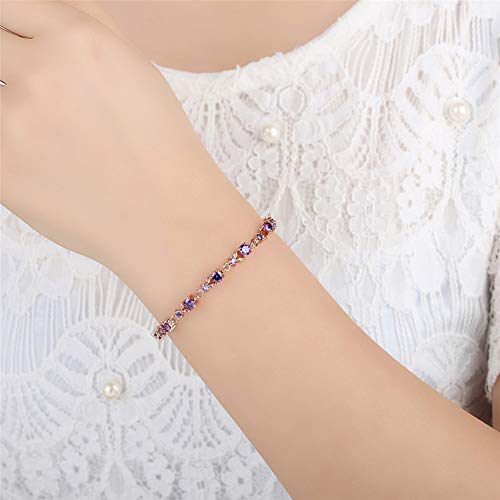 Bisaer Lovely Rose Gold Plated Bracelet Rose Tennis Bracelet Link Bracelet Aaa Cubic Zirconia Gemstone Flower Vine 7 Inches Bracelet For Mothers Girls Girlfriends #TOP3
