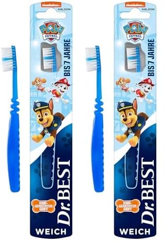 Dr.BEST Paw Patrol Zahnbürste, Weich (1 Stück), weiche Borsten und kindgerechter Griff (Packung mit 2)