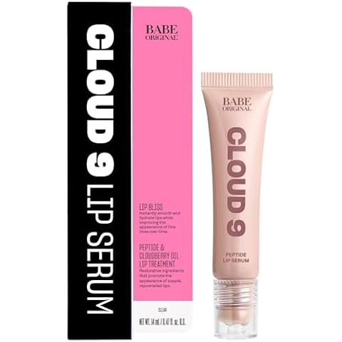 BABE ORIGINAL Cloud 9 Peptide Lip Serum | Daily Lip Treatment with Cloudberry Oil, Mushroom Extracts, Hyaluronic Acid for Dryness & Fine Lines | Smoothing & Hydrating Lip Moisturizer | Vegan Lip Care Cover