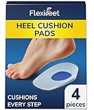 FLEXIFEET Gel Heel Pads, Heel Cups for Plantar Fasciitis 4Pcs Silicone Heel Insoles for Spur & Achilles Tendonitis Pain, Absorbing Support Cushion