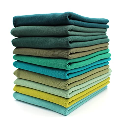 VmG-Store 10x 0,25m Bündchenstoff Set Schlauchware 70cm breit 95% Baumwolle, 5% Elasthan Auswahl Jersey (Grüntöne, 10er Set)