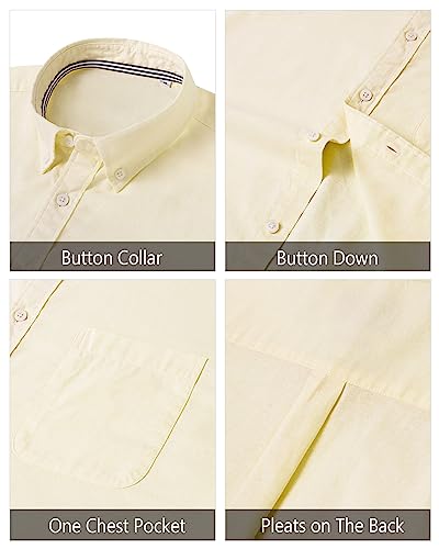 Image of J.VER Men's Oxford Shirt Solid Casual Button Down Collar Shirts Long Sleeve Dress Shirts with Pocket