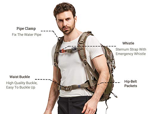 Diamond Candy Waterproof Hiking Backpack For Men And Women, Lightweight Day Pack For Travel Camping, Camo, 40L #TOP2