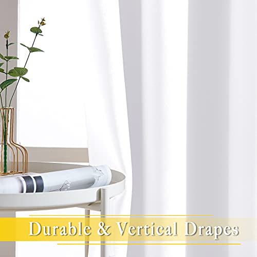 NICETOWN Sliding Door Curtain Window Treatment for Living Room, Energy Smart Thermal Insulated Extra Wide Solid Blackout Curtains/Drapes for Patio Door (Pure White, W80 x L84)