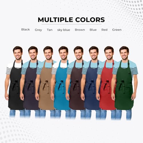 Image of Cranique Polyester Kitchen Apron with Adjustable Strap Two Pockets for Women & Men | Free Size Apron for Kitchen, Hotel, Cafe, Restaurant, Salon, Workshop, Garage, Drawing, Cooking Apron