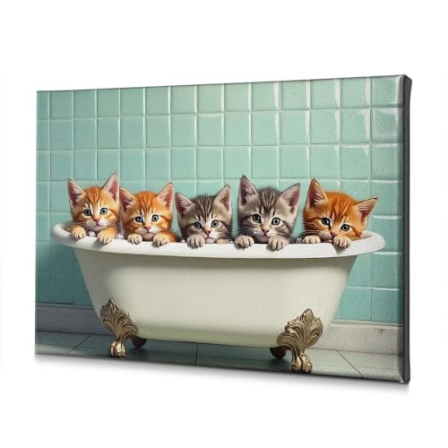 Tableau chatons baignoire habille vos étagères vides avec style