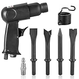 AMGSH Air Hammer Kit, 150mm 4500 BPM Pneumatic Hammer with 4 Air Chisels (Taper Punch, Panel Cutter, Flat & Spot Weld), Spring & Fitting, Air Chisel Shovel Tool for Automotive Repair & Metalworking