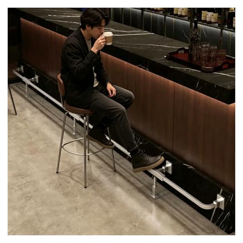Barra De Apoyo De Pies Para Bar Soportes de carril pie barra, Acero inoxidable, Todo el hardware incluido, 7.9' H, Interior al aire libre para jardín, Isla cocina, Garaje(Silver,3.8M/12.47FT)
