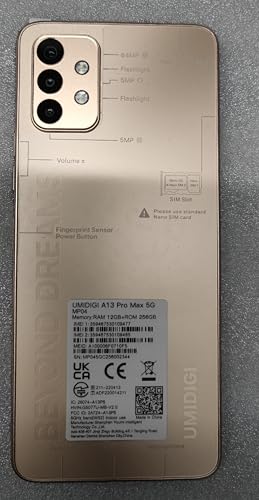 UMIDIGI A13Pro 5G Moviles Baratos y Buenos,8GB + 128GB Telefonos Moviles Libres,Smartphones Android 12,AI Cámara 48+24MP,Pantalla De 6.5''FHD+,Batería 5150mAh Octa Core/Dual SIM/NFC/OTG (Oro Rosa)