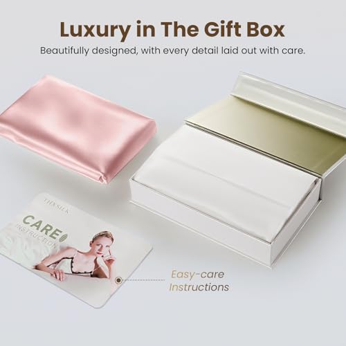 Image of THXSILK 25 Momme Mulberry Silk Pillowcase for Hair and Skin, 100% Mulberry Silk Grade 6A+, Dual-Sided Silk Body Pillow Case with Hidden Zipper, Body Size 20 inchx54 inch Silk Pillow Case, 1pc, Light Pink