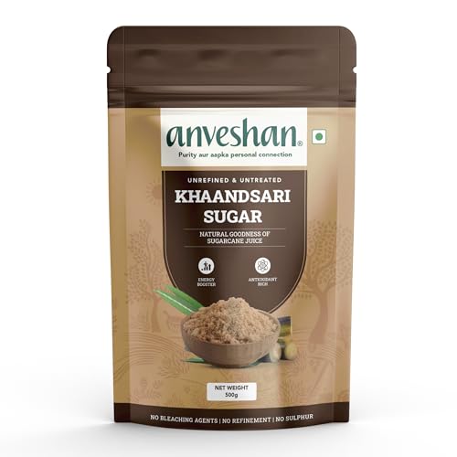 Image of Anveshan Artisanal Khaandsaari Sugar- 500g | 100% Natural, Sulphur-Free & Handcrafted from Sun-Dried Sugarcane | Low GI, Mineral-Rich, Gut-Friendly Sweetener for Tea, Desserts, Baking & Daily Use