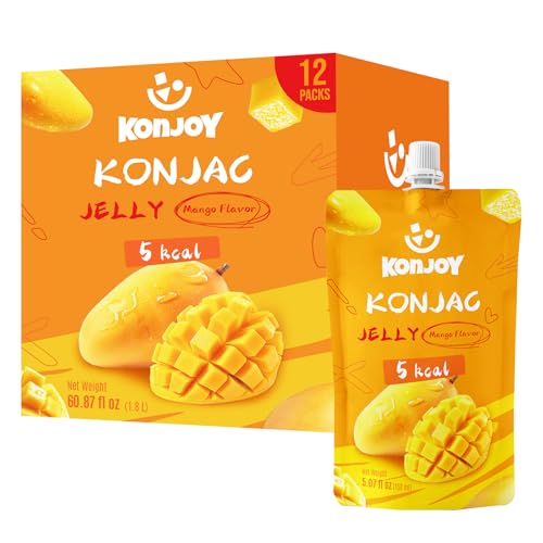 KONJOY Konjac Jelly Mango Flavor, 12 Squeeze Pouches Drinkable Jelly