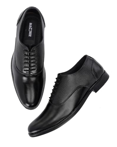 Image of MACTREE Men's Genuine Leather Derby Lace Up Formal Shoes