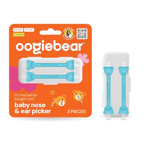 Image of oogiebear: Baby Nose Cleaner & Ear Wax Removal Tool - Safe Booger & Earwax Removal for Newborns, Infants, Toddlers - Dual-Ended - Essential Baby Stuff, Diaper Bag Must-Have, 2 Pack Blue with CASE
