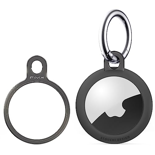 Image of Stouchi Air Tag Holder Key Ring with Soft TPU Case, Stainless Steel