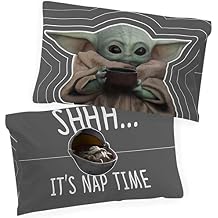 Jay Franco Star Wars The Mandalorian Coffee 2 Pack Pillowcase - Double-Sided Kids Super Soft Bedding Features Baby Yoda