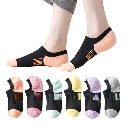 Image of EPEIUS Thick No Show Socks for Women Athletic Ankle Socks Cushioned Running Low Cut Non Slip Footies 3 /6 Pairs