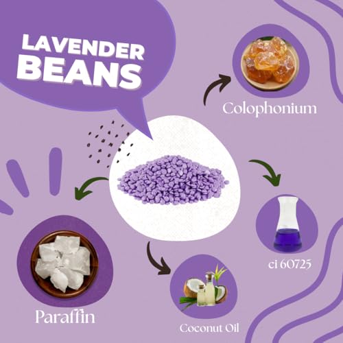 Image of Eleve Brazilian Stripless Painless Hair Removal Wax For Men & Women| Quick & Easy Tan Removal Waxing For Face, Armpit & Bikini Areas Wax Beans, Wax For Men & Women (Lavender) (500g)