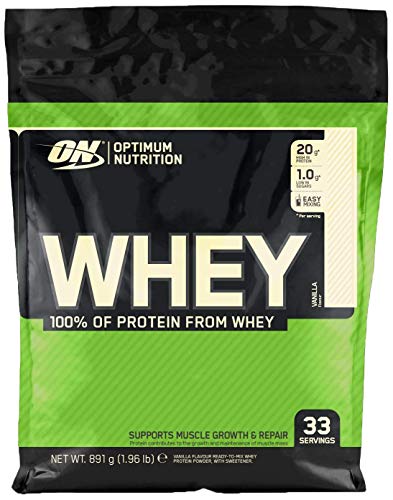 Optimum Nutrition ON Whey Proteina Isolate, Proteinas Whey en Polvo, Proteina de Suero para Masa Muscular y Musculacion, Bajo en Azúcar, Vainilla, 33 Porciones, 891g