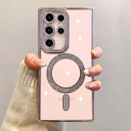 Image of for Samsung S26 Ultra 5G Glitter Case,Luxury Bling Rhinestone Diamond Plated Bumper Case,MagSafe, Sparkle Camera Lens Protection Clear Back Cover for Samsung S26 Ultra 5G (Silver)