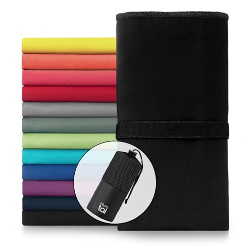 Blumtal Toalla Microfibra 80x40 cm en Set de 2 - Toallas Gimnasio de Microfibra de Secado rápido - Toalla Gym - Toallas para Gimnasio - Toalla Microfibra Gimnasio - Toalla Microfibra pequeña - Negro