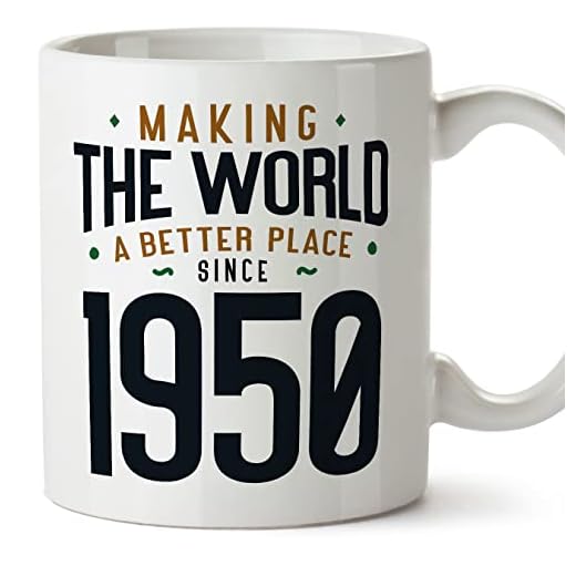 MUGFFINS Tazas 1950 Cumpleaños - En Inglés - Making the World a Better Place - 11 oz / 330 ml - Regalo original y divertido