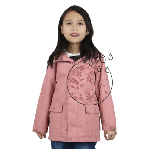Kids Rain Jacket Boys Girls Lightweight Windbreaker With Hood Cotton Lined Waterproof Coat