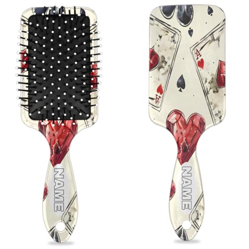 ckupinue Personalized Poker Custom Hair Brush with Name, Personalized Detangling Hair Brush for Men and Women, Hairbrushes for All Hair Types