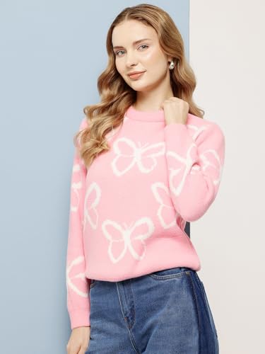 Image of Aarika Women Winter Wear Peach Colour Woolen Butterfly Sweater