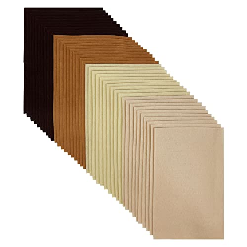 Soft Felt Sheets, 8x12 inches Assorted Craft Felt Fabric, 1.4mm Thick Felt Square for Crafts, 4 Colors 40 Pieces Color Felt for Craft DIY Project (Brown SERIES)