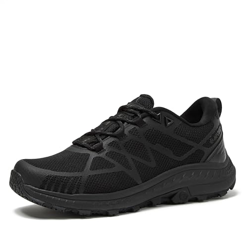 HI-TEC Voyage SR Low Mesh Black Non Slip Work Shoes for Men, Comfortable Waterproof Food Service Mens Sneakers, Size 7 to 15, Black/Black, 15 Medium