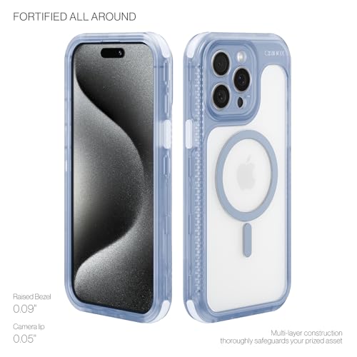 ORIbox Seralyn Series for iPhone 15 Pro Max Case - MagSafe Compatible, Triple-Layer Shockproof Protection, Crystal-Clear Back with Elegant Matte Frame(6.7", Frosted Azure) by ORIbox - Image 3