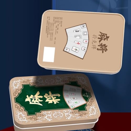 Juego de Cartas Mahjong Portátil con 144 Fichas miniatura 5