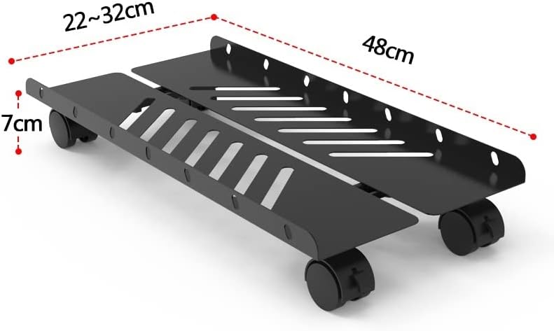CPU Holder Stand Rolling CPU Stand Holder, Adjustable Mobile PC Tower Stand, Black Steel Expandable PC Host Case Stand with Caster Wheels, Fits Most Gaming PC Case Computer Tower Stand