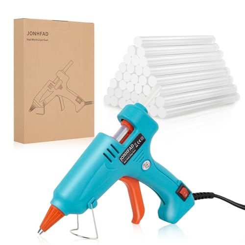 JONHFAD Pistolet à Colle Chaude 50W Hot glue gun, 60 bâtons glue stick 7mm Bâtons de Colle pour...