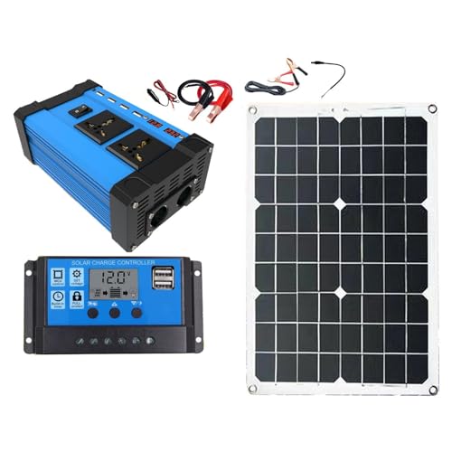 DADEA Kit de Panneaux solaires avec Panneau et onduleur, Kit de Système Solaire Domestique 300 W, Onduleur 12 V à 220 V, Panneau Solaire 18 W 18 V Système...
