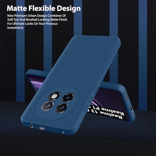 Image of LIRAMARK Silicone Soft Back Cover Case for Realme 13 Plus 5G / Realme P1 Speed 5G (Blue)