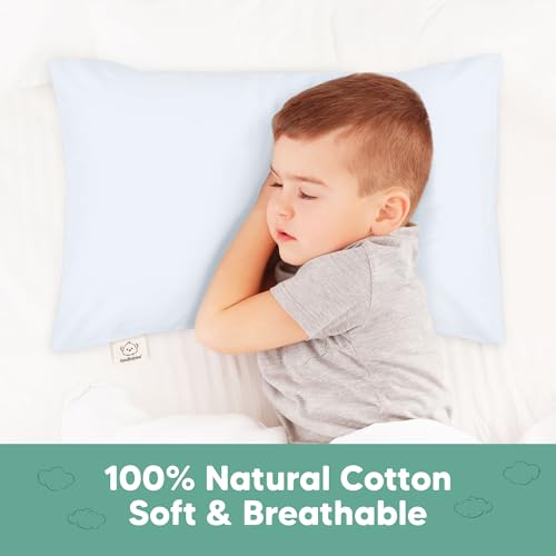Image of KeaBabies Toddler Pillowcase 13x18 Organic Cotton Cover (Baby Blue) | Standard Toddler Pillowcase for Kids, Boys Girls, Soft, Durable Cotton Cover for Miniature Sleepy Pillow Cute Color No Pillow